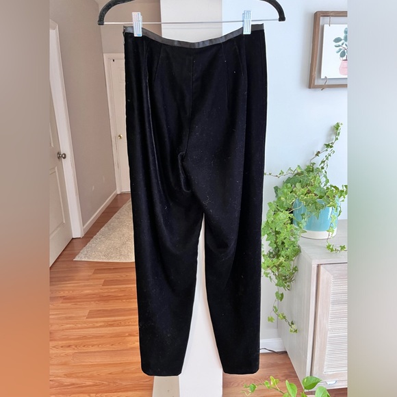 ANN TAYLOR LOFT Black Velvet Straight Leg High Waist Pants - Picture 3 of 6